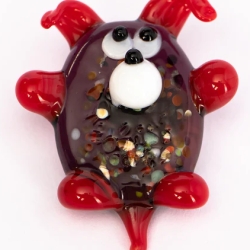 Handgearbeiteter Kristallglas-Magnet Hund, bunt, 4 cm, neu