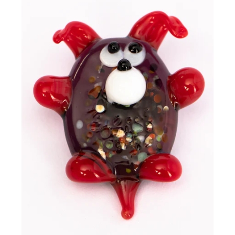 Handgearbeiteter Kristallglas-Magnet Hund, bunt, 4 cm, neu