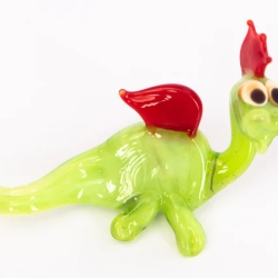 Handgearbeiteter Kristallglas-Magnet Drache grün, 4 cm, neu