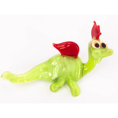 Handgearbeiteter Kristallglas-Magnet Drache grün, 4 cm, neu