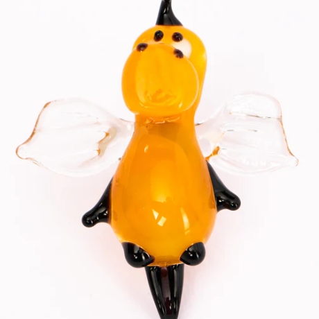 Handgearbeiteter Kristallglas-Magnet Drache, bunt, 4 cm, neu