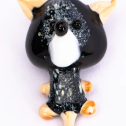 Handgearbeiteter Kristallglas-Magnet Katze, bunt, 4 cm, neu