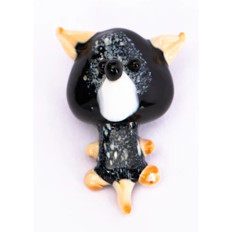 Handgearbeiteter Kristallglas-Magnet Katze, bunt, 4 cm, neu