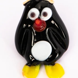 Handgearbeiteter Kristallglas-Magnet Pinguin, bunt, 4 cm, neu