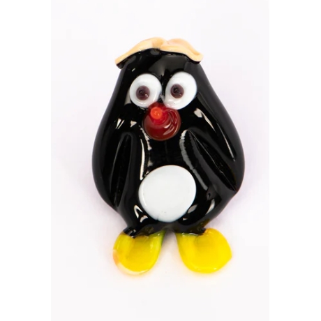 Handgearbeiteter Kristallglas-Magnet Pinguin, bunt, 4 cm, neu