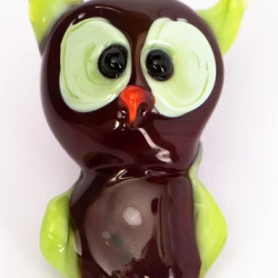 Handgearbeiteter Kristallglas-Magnet Eule, 4 cm, neu