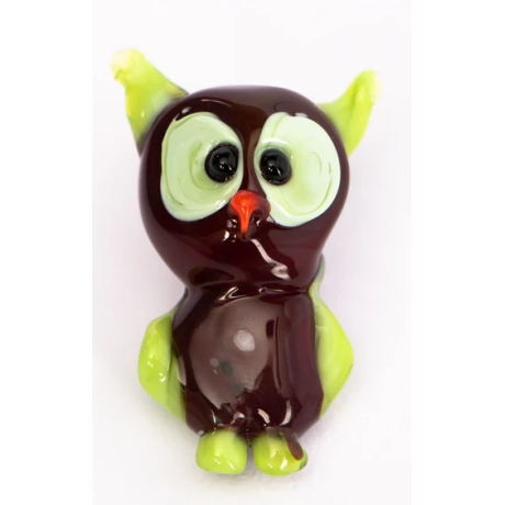 Handgearbeiteter Kristallglas-Magnet Eule, 4 cm, neu