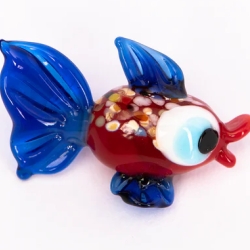 Handgearbeiteter Kristallglas-Magnet Fisch, 4 cm, neu