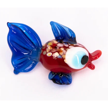 Handgearbeiteter Kristallglas-Magnet Fisch, 4 cm, neu