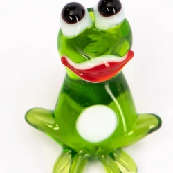 Handgearbeiteter Kristallglas-Magnet Frosch, 4 cm, neu