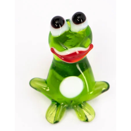 Handgearbeiteter Kristallglas-Magnet Frosch, 4 cm, neu