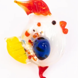 Handgearbeiteter Kristallglas-Magnet Hahn, 4 cm, neu