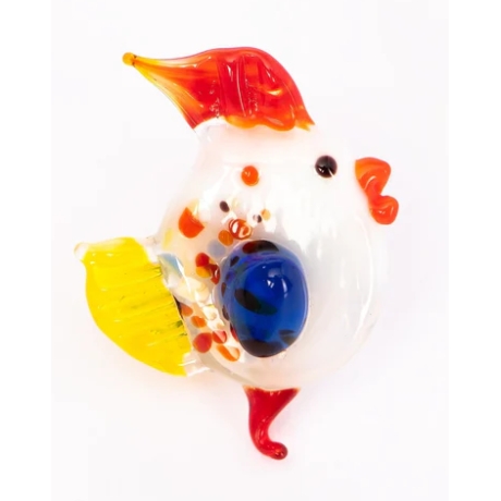 Handgearbeiteter Kristallglas-Magnet Hahn, 4 cm, neu