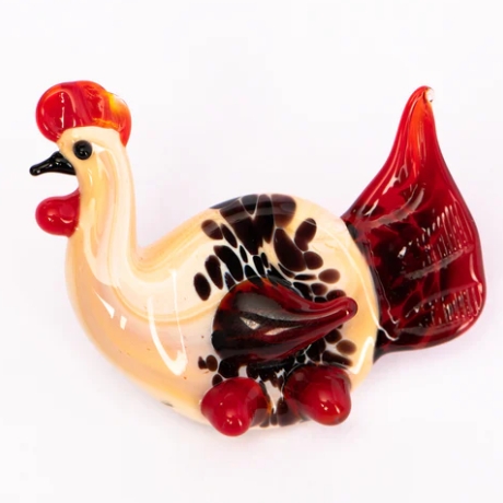 Handgearbeiteter Kristallglas-Magnet Huhn, 4 cm, neu