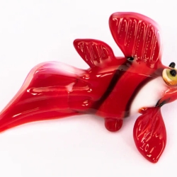 Handgearbeiteter Kristallglas-Magnet Karibikfisch, 4 cm, neu