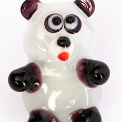Handgearbeiteter Kristallglas-Magnet Panda, 4 cm, neu