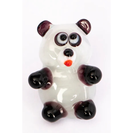 Handgearbeiteter Kristallglas-Magnet Panda, 4 cm, neu