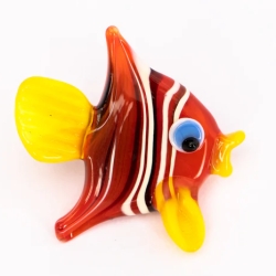 Handgearbeiteter Kristallglas-Magnet Fisch Skalar, 4 cm, neu