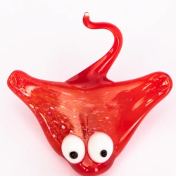 Handgearbeiteter Kristallglas-Magnet Fisch Skat 4 cm, neu