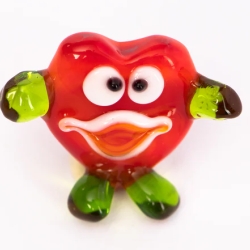 Handgearbeiteter Kristallglas-Magnet Herz, rot, 4 cm, neu