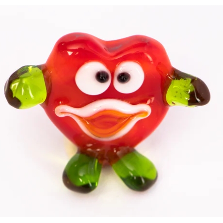 Handgearbeiteter Kristallglas-Magnet Herz, rot, 4 cm, neu