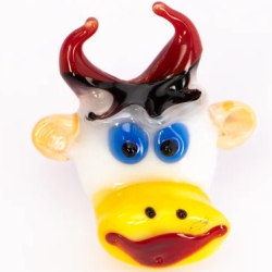 Handgearbeiteter Kristallglas-Magnet Stier-Kopf, 4 cm, neu