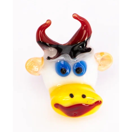 Handgearbeiteter Kristallglas-Magnet Stier-Kopf, 4 cm, neu