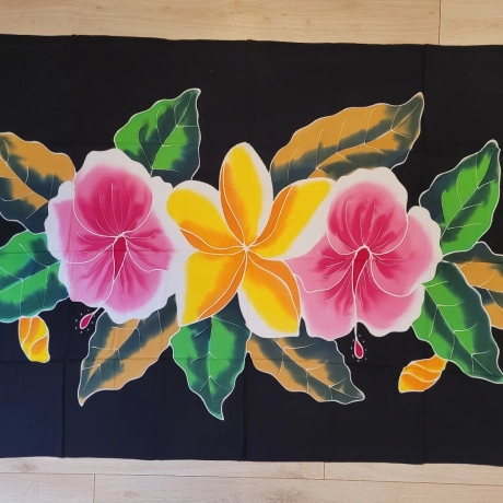 Wickelrock Blumen + Sarongschnalle, 115x165 cm, neu
