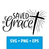 Druckdatei, SVG EPS PNG, Saved by Grace Lettering mit Kreuz