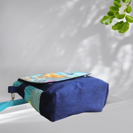 kleine  Umhängetasche Damen /blaue Handtasche /Cord Tasche/