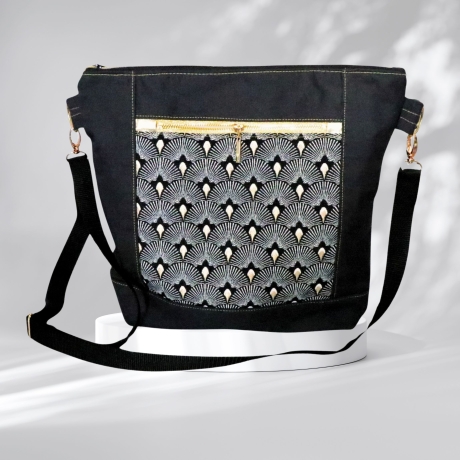 Umhängetasche Damen/Handtasche/Schultertasche/schwarz Gold