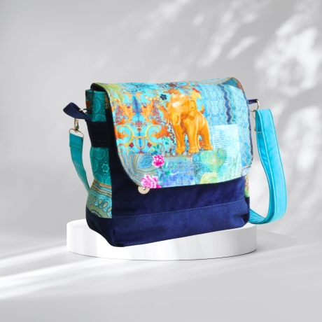 kleine  Umhängetasche Damen /blaue Handtasche /Cord Tasche/