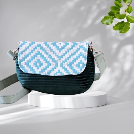 kleine Umhängetasche Damen/grüne Cord Tasche/Clutch/Handtasche