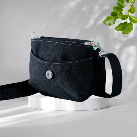 kleine Umhängetasche Damen/Clutch/Handtasche/Fuchs Motiv/grau
