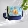 kleine  Umhängetasche Damen /blaue Handtasche/Elefant/Cord Tasche