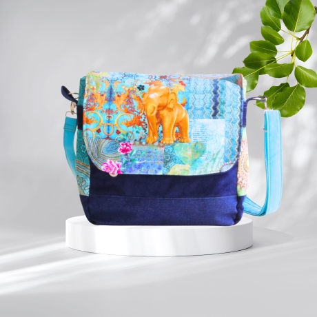 kleine  Umhängetasche Damen /blaue Handtasche /Cord Tasche/