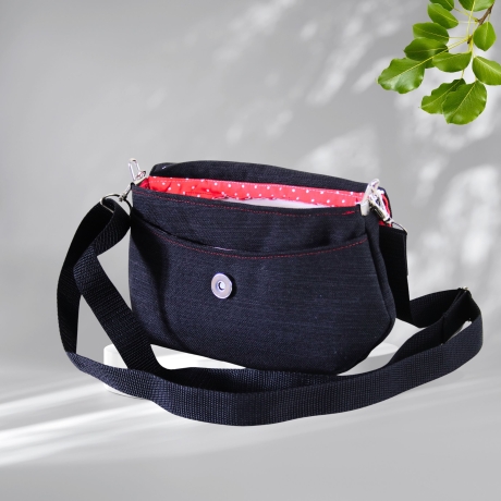 kleine Umhängetasche Damen/Clutch/Handtasche/Punkte/schwarz rot