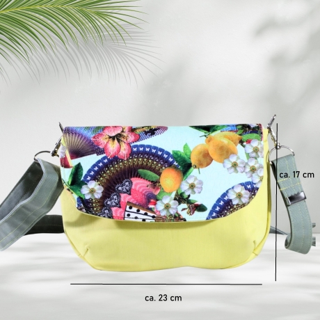 kleine Umhängetasche Damen-Sommertasche-Blumenmuster-Clutch-gelb
