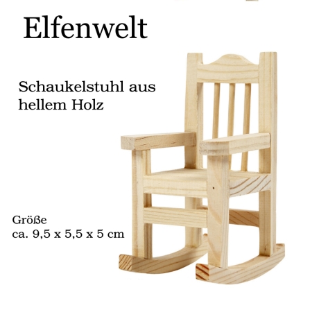 Elfenwelt Schaukelstuhl aus Holz, Mini-Möbel Fairy House anmalen 