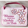 Blume Lisa Schild 4x ITH Stickdatei Text / Blanko stickdirwas