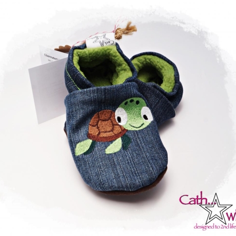 Upcycling Jeanspuschen Schildkröte vegan
