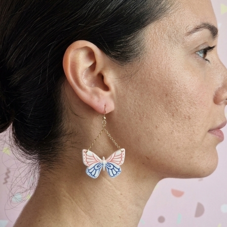 Zauberhafte Schmetterlings-Ohrhänger – Farb-Traum in Blau&Pink
