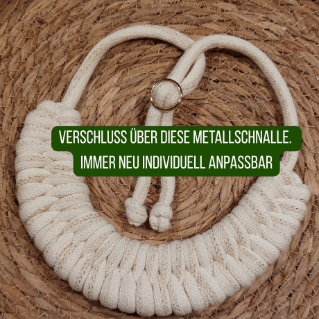 Statementkette grau-glitter Knoten Skandi Baumwolle nachhaltig