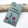 Stickdatei Schokohülle SET danke happy birthday Blumen 5 Motive