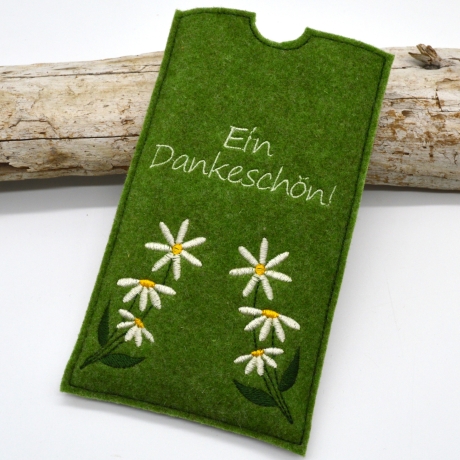 Stickdatei Schokohülle SET danke happy birthday Blumen 5 Motive