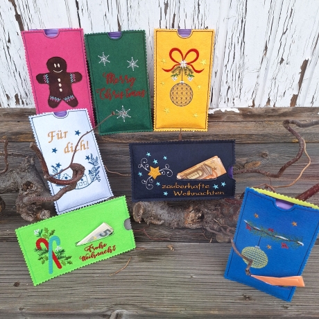 Stickdatei Schokohülle SET Weihnachten 7 Motive