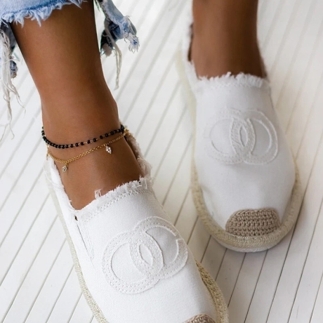 Espandrillos Espadrilles Boho Espandrilles Slipper Bast in weiß