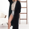 Oversize Strickmantel Strickjacke lang Cardigan Schwarz S-XL
