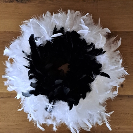 Federkranz Kranz Federn Dekoration weiß schwarz 38cm Deko