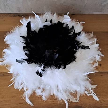 Federkranz Kranz Federn Dekoration weiß schwarz 38cm Deko